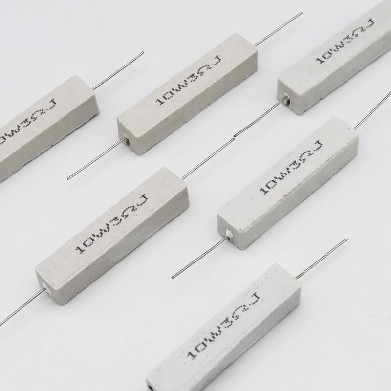 Dimlove Cement Resistor,10 PCS 10w 3 Ohm 5% Axial Lead Wire Resistor White Wound Fixed Ceramic Cement Resistors Wirewound Cement Power Resistors Flame Heat Moisture Resistance Precharge Horizontal Resistors - Image 5